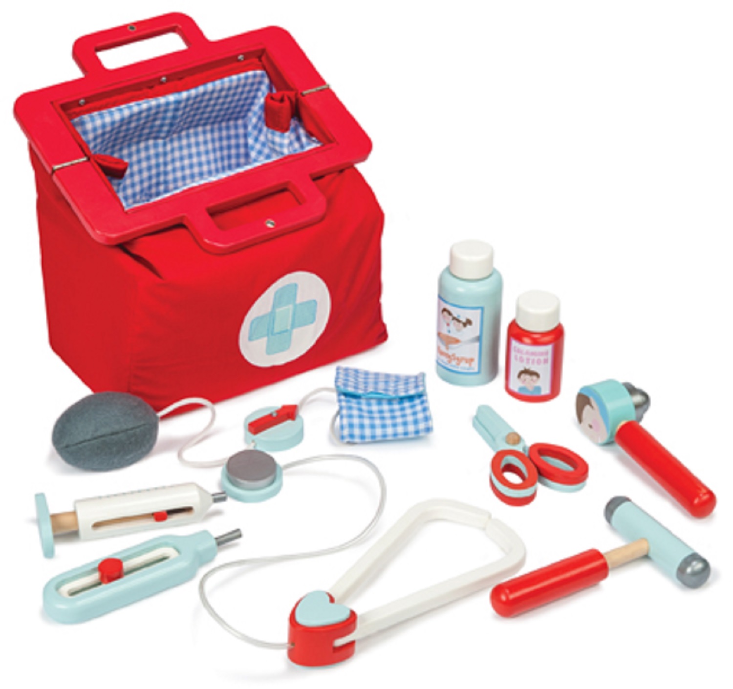 wooden toy doctor kit