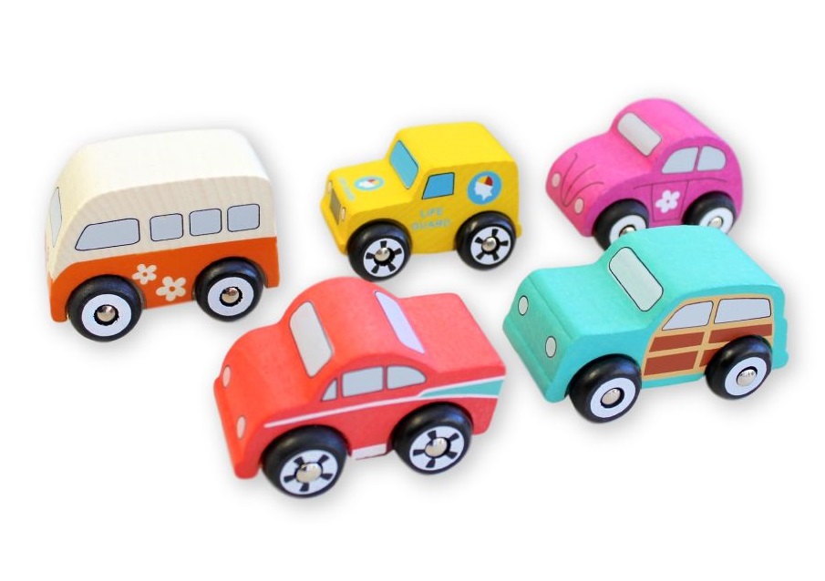 Discoveroo Wooden Beach Cars Vehicles Set of 5