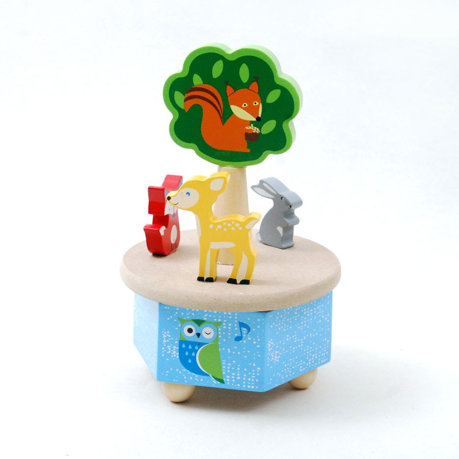 Wooden Wind Up Music Box - Forest Animals - Baby Vegas