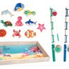 FAO Schwarz Wooden Magnetic Fishing Game Set with Fishing Rods